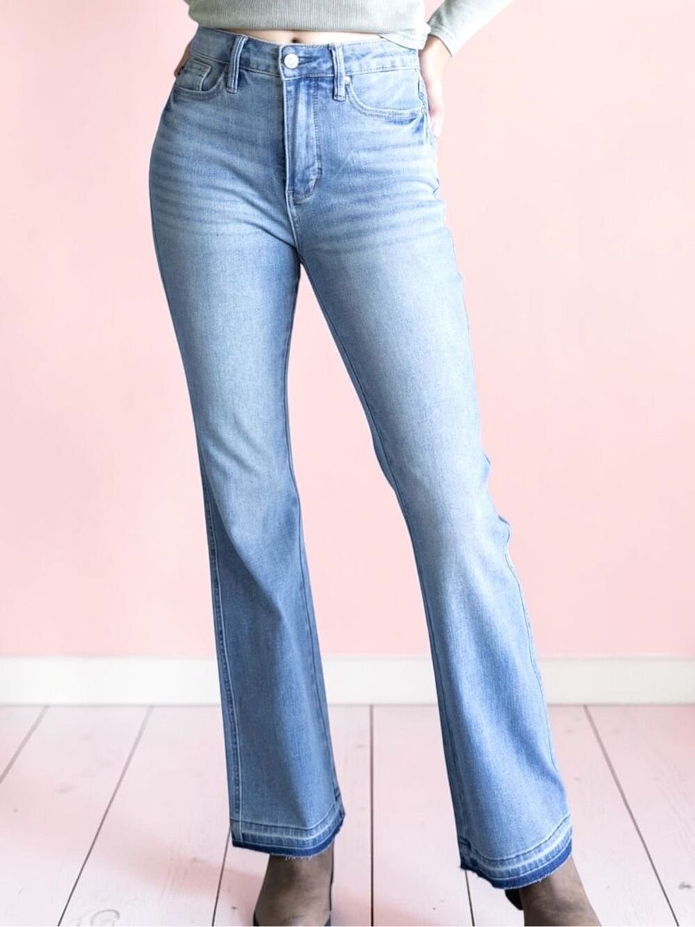 Judy Blue Tummy Control Mid Rise Slim Bootcut Raw Hem Release Hem Jeans NWT